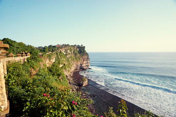 Beautiful landscape. Ocean and rocks. Uluwatu, Bali Indonesia.