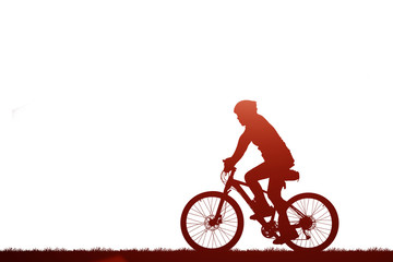 Naklejka premium Cycling Silhouette on white background