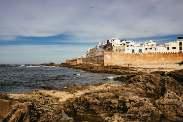 Fototapeta na wymiar View along the coastline in Essaouira, Morocco
