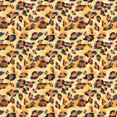 Abstract watercolor animal print seamless pattern, natural trendy texture.