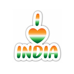 Fototapeta premium INDIA text with tricolor of Indian flag. 15 August