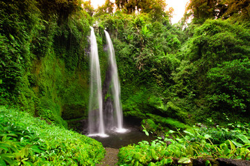Twin Waterfalls, Lombok, Indonesia, Long exposure