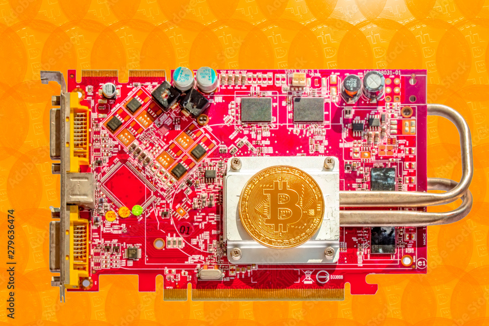 Poster bitcoins and new virtual money concept.gold bitcoins with candle stick graph chart and digital backg