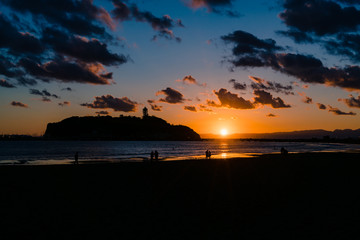 Fototapeta na wymiar Evening time in Enoshima, Kanagawa, Japan.