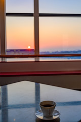 門司港レトロ展望室から眺める夕陽