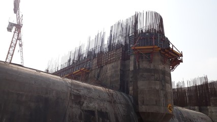 Polavaram, Andhra Pradesh / India - December 25th 2018 : National project Polavaram Dam under...