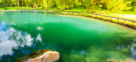 Gorgeous hot pool in a tropical forest.