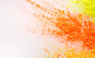 Abstract art light colors powder explosion on white background