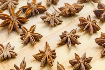 anise star anise spice on wooden background