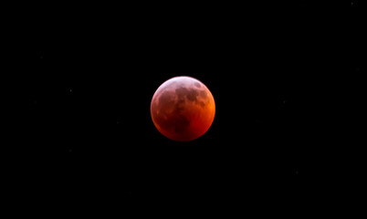 Lunar Eclipse creating a red hue or blood moon