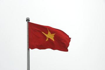 A flag of Vietnam waving in the wind