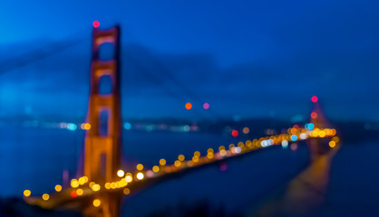 Abstract defocused view of San Francisco's Golden Gate Bridge