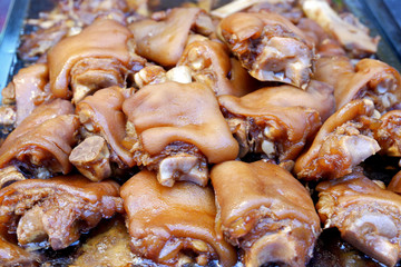 Popular Chinese Street Food - Braised Pork Legs with Sweet Gravy Sauce
