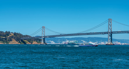 View of San Francisco's Bay Bridge and harbor