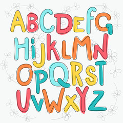 Vector set of letters, with a rough hand contour.