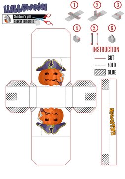 template for building a white box with a Halloween pumpkin