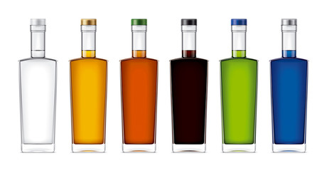 Glass bottles mockup. With cap version