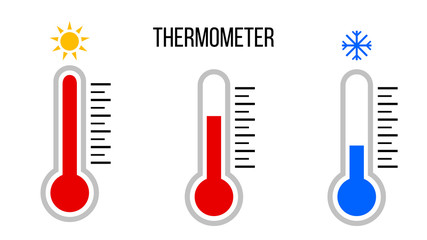 Set of thermometers with different levels.