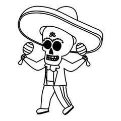 mexican skull mariachi playing maracas
