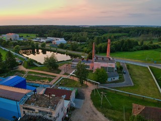 Aerial view of countryside in Minsk region of Belarus