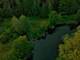 Fototapeta na wymiar Aerial view of countryside in Minsk region of Belarus