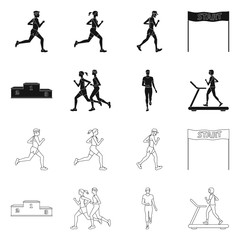 Vector illustration of sport and winner icon. Set of sport and fitness stock symbol for web.