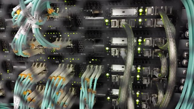 Optical server is located behind the iron door of the data center server room. Video contains noise.