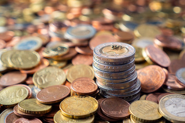 2 Euro Münzen Geld Stapel