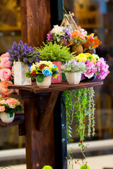 Flowers for the wedding ceremony. Beautiful decoration