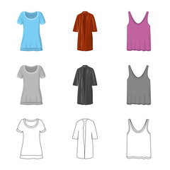 Vector design of woman and clothing icon. Set of woman and wear vector icon for stock.