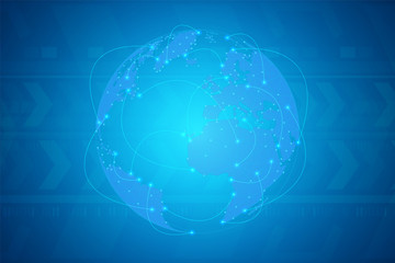Global network connection concept, Abstract globe map technology