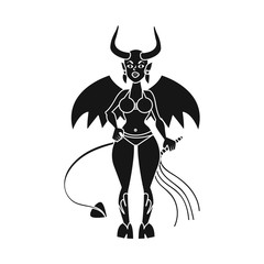 Isolated object of devil and girl icon. Set of devil and satan vector icon for stock.