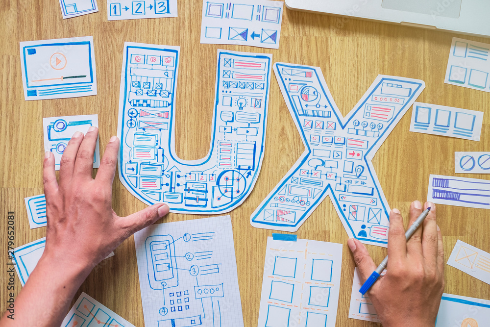 Poster ux designer creative prototype graphic planning application development for web mobile phone . user 