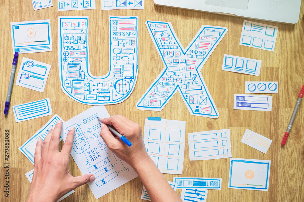 Poster ux designer creative prototype graphic planning application development for web mobile phone . user 