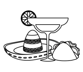 mexican hat with cocktail and taco