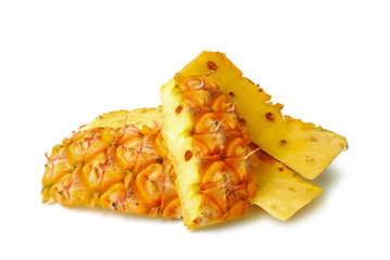 Fresh pineapple peel on white background.(with Clipping Path).