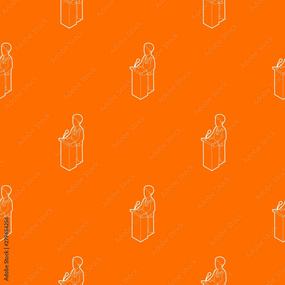 Poster orator speaking from tribune. outline illustration of orator speaking from tribune vector pattern ve