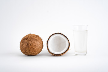 Close-Up Of Coconut Against White Background