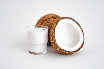 Close-Up Of Coconut Against White Background