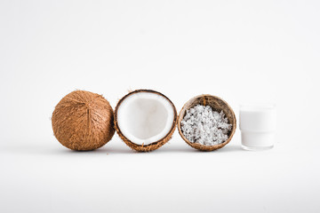Close-Up Of Coconut Against White Background