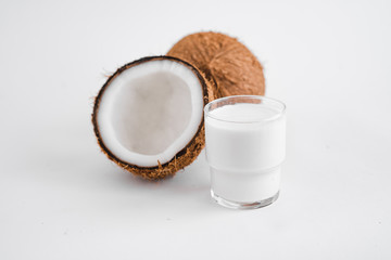 Close-Up Of Coconut Against White Background
