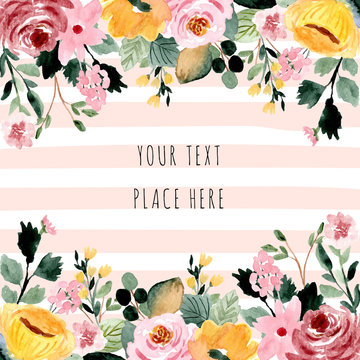 beautiful floral watercolor background frame