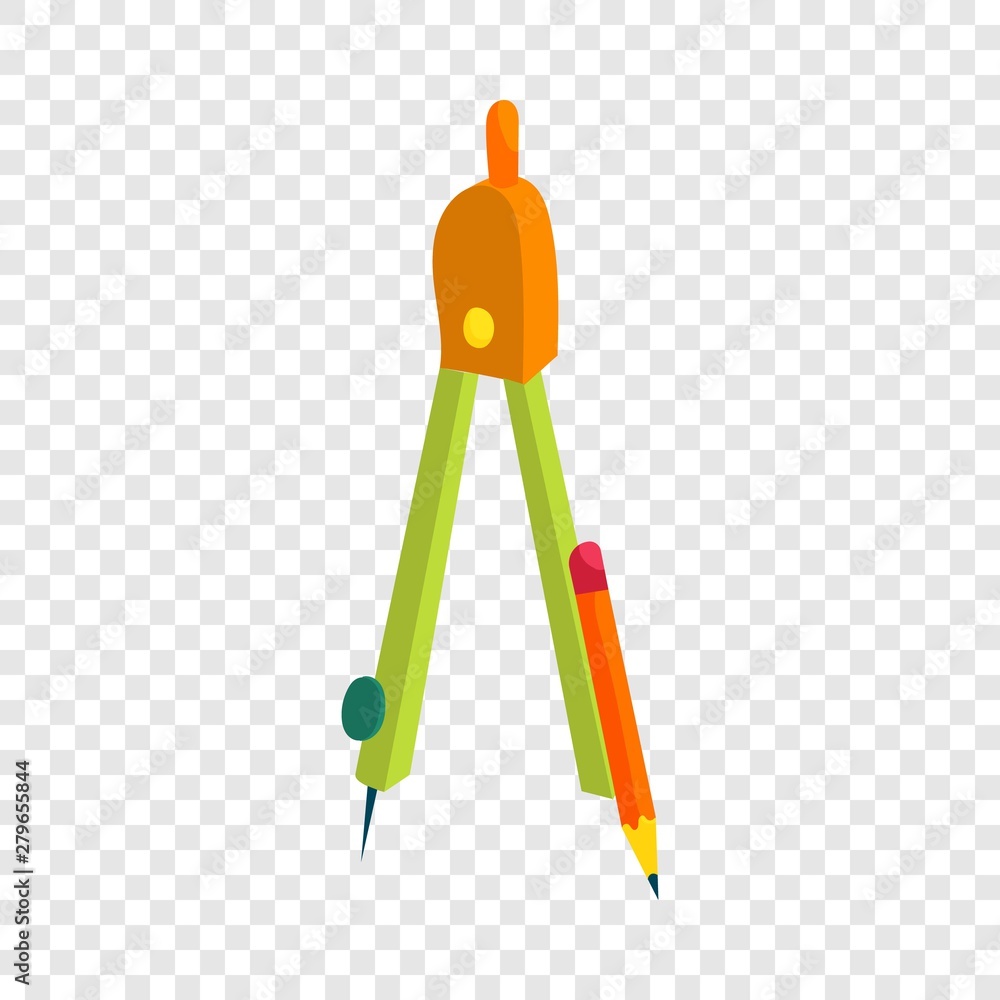 Poster drawing compass icon in cartoon style isolated on background for any web design