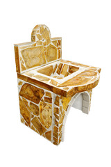 Unused Stone garden sink isolated on a white background.