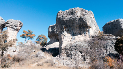 Natural place formed by vegetation and rocks with shapes caused by erosion