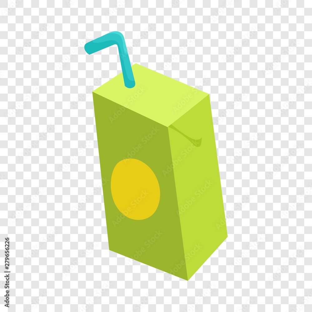 Aufkleber pack of juice with drinking straw icon in cartoon style isolated on background for any web design