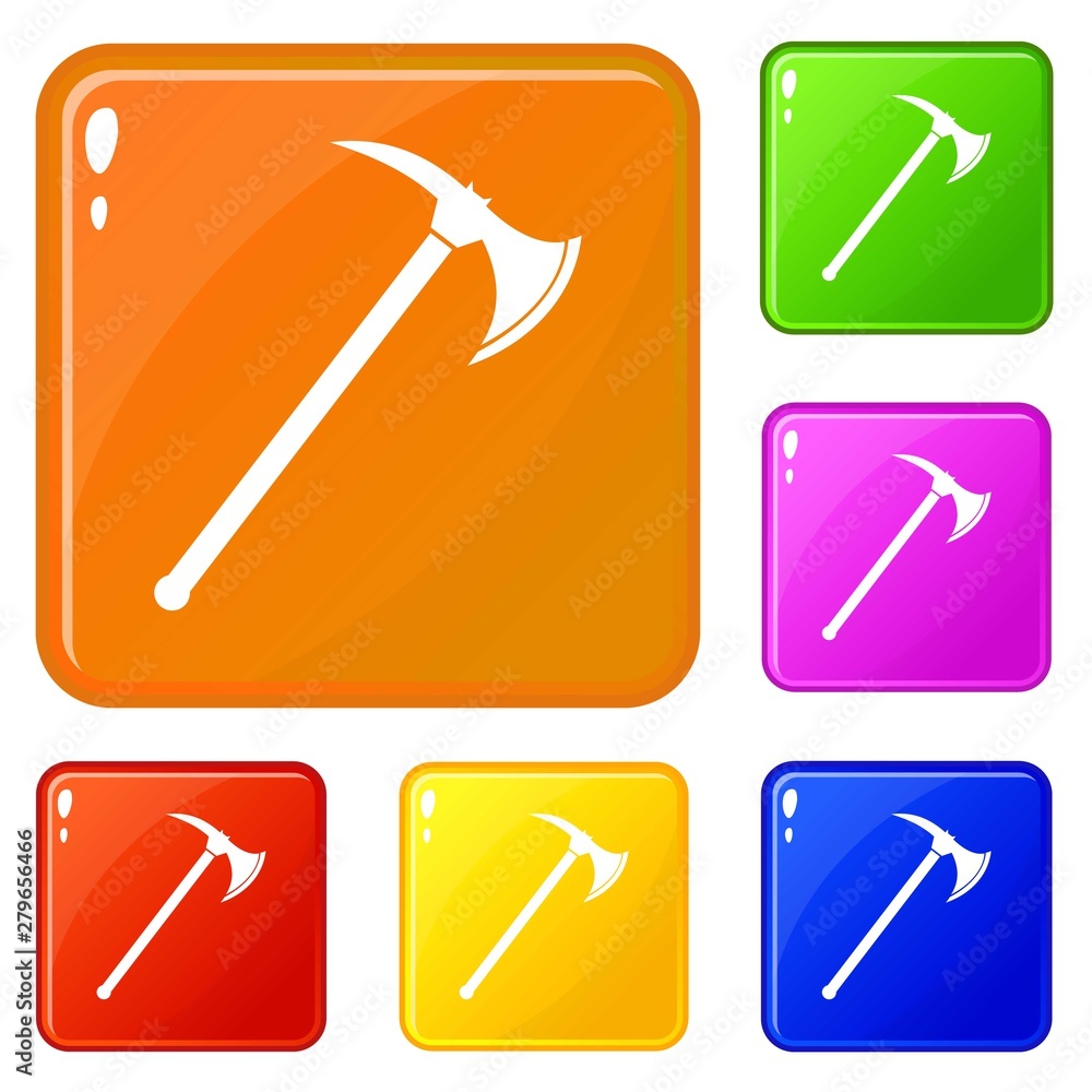 Poster ax icons set collection vector 6 color isolated on white background