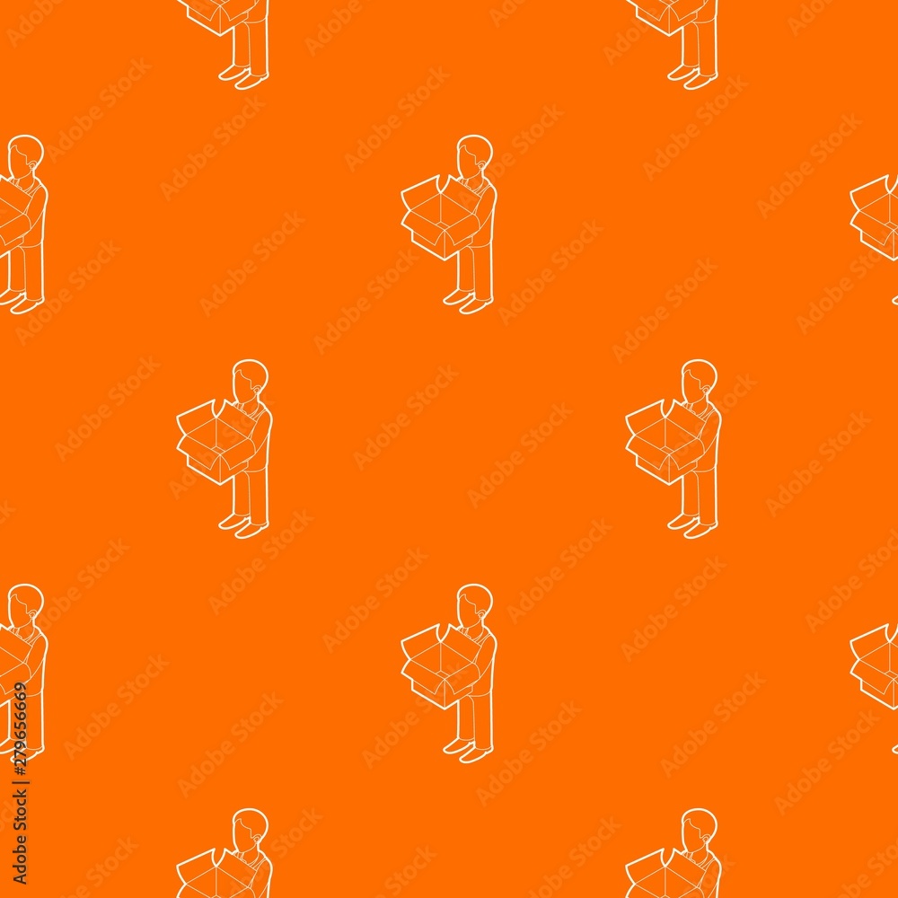 Poster businessman holding an outline box pattern vector orange for any web design best