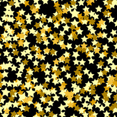 Gold stars. Confetti celebration, Falling golden abstract decoration for party. Abstract  modern seamless pattern with gold stars.