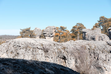 Natural place formed by vegetation and rocks with shapes caused by erosion